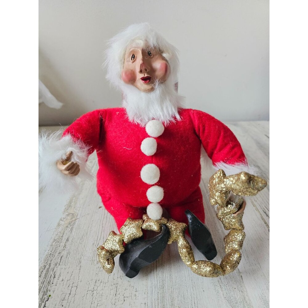 Vintage Roman stuffed elf 2001 statue figurine Garland gold glitter Santa unique
